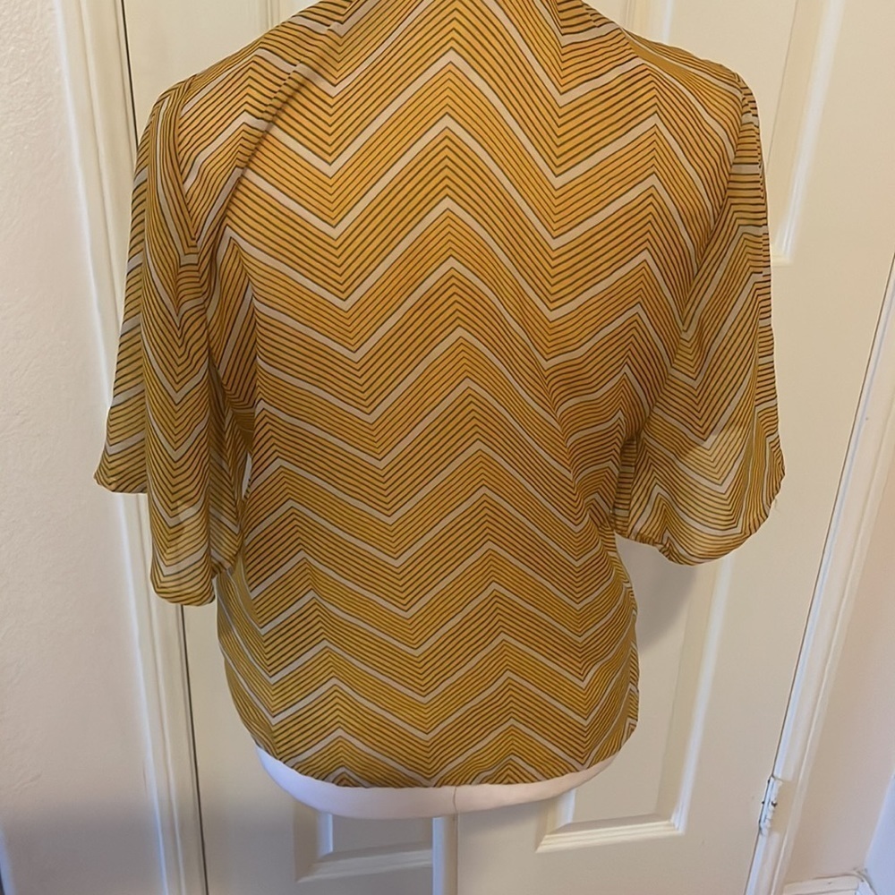 WOMENS Boohoo see through shirt vintage SHEER COVER UP size 2 MUSTARD YELLOW‌‌‌‌ - Picture 8 of 9